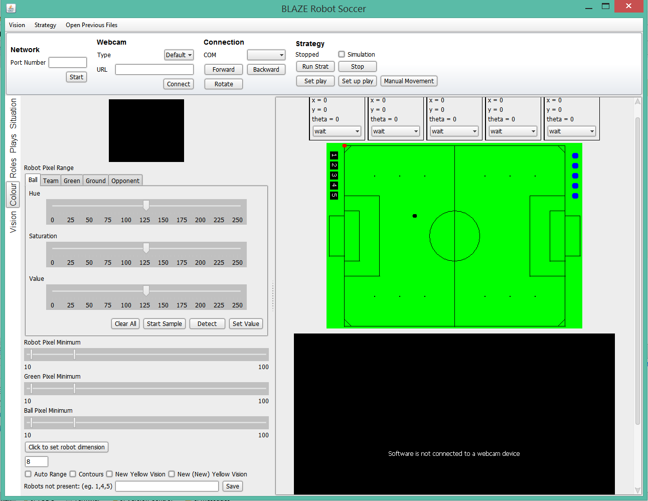 GUI for vision settings